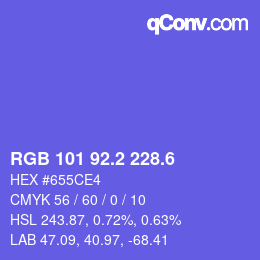 カラーコード: RGB 101 92.2 228.6 | qconv.com