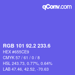 カラーコード: RGB 101 92.2 233.6 | qconv.com