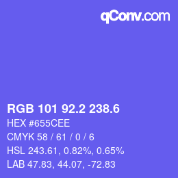 カラーコード: RGB 101 92.2 238.6 | qconv.com