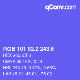 カラーコード: RGB 101 92.2 243.6 | qconv.com