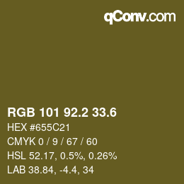 カラーコード: RGB 101 92.2 33.6 | qconv.com