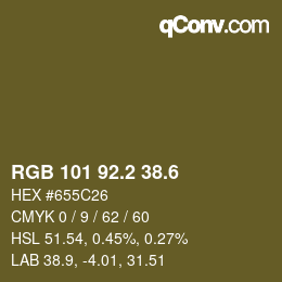 カラーコード: RGB 101 92.2 38.6 | qconv.com