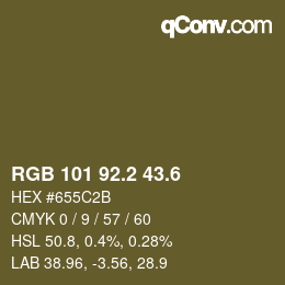 カラーコード: RGB 101 92.2 43.6 | qconv.com