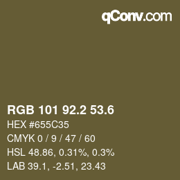 カラーコード: RGB 101 92.2 53.6 | qconv.com