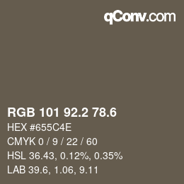 カラーコード: RGB 101 92.2 78.6 | qconv.com