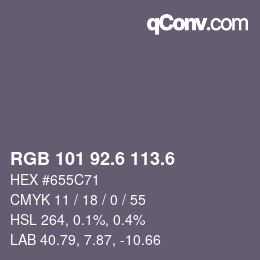 カラーコード: RGB 101 92.6 113.6 | qconv.com