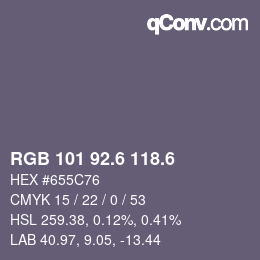 カラーコード: RGB 101 92.6 118.6 | qconv.com
