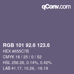 カラーコード: RGB 101 92.6 123.6 | qconv.com