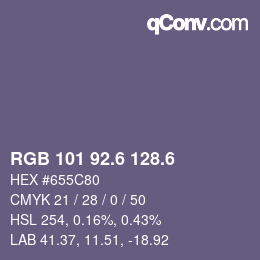 カラーコード: RGB 101 92.6 128.6 | qconv.com