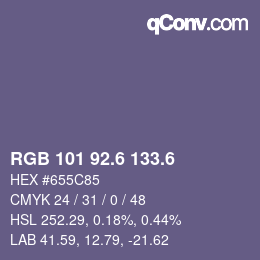 カラーコード: RGB 101 92.6 133.6 | qconv.com
