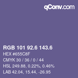 カラーコード: RGB 101 92.6 143.6 | qconv.com
