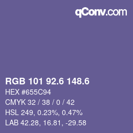 カラーコード: RGB 101 92.6 148.6 | qconv.com
