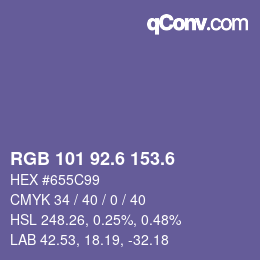 カラーコード: RGB 101 92.6 153.6 | qconv.com