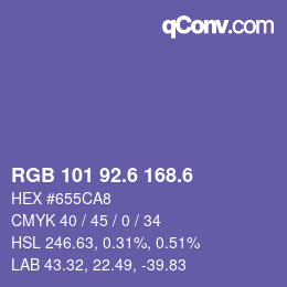 カラーコード: RGB 101 92.6 168.6 | qconv.com