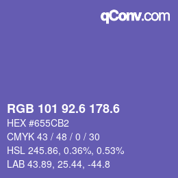 カラーコード: RGB 101 92.6 178.6 | qconv.com