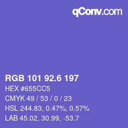 カラーコード: RGB 101 92.6 197 | qconv.com