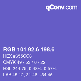 カラーコード: RGB 101 92.6 198.6 | qconv.com