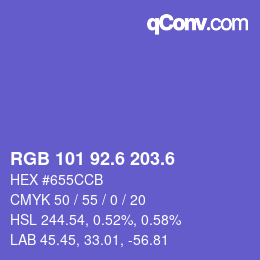 カラーコード: RGB 101 92.6 203.6 | qconv.com