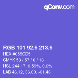 カラーコード: RGB 101 92.6 213.6 | qconv.com