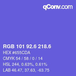 カラーコード: RGB 101 92.6 218.6 | qconv.com