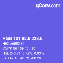 カラーコード: RGB 101 92.6 228.6 | qconv.com