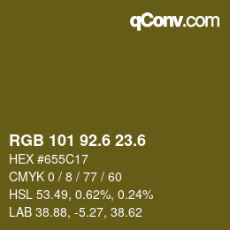 カラーコード: RGB 101 92.6 23.6 | qconv.com