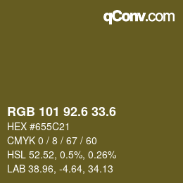 カラーコード: RGB 101 92.6 33.6 | qconv.com