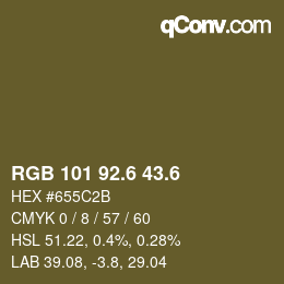カラーコード: RGB 101 92.6 43.6 | qconv.com