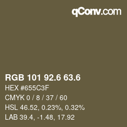 カラーコード: RGB 101 92.6 63.6 | qconv.com