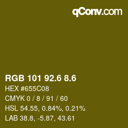 カラーコード: RGB 101 92.6 8.6 | qconv.com
