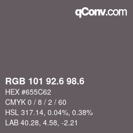 カラーコード: RGB 101 92.6 98.6 | qconv.com