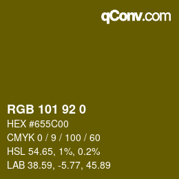 颜色代码: RGB 101 92 0 | qconv.com