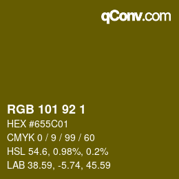 颜色代码: RGB 101 92 1 | qconv.com