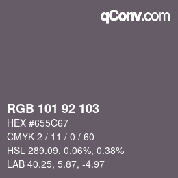 Color code: RGB 101 92 103 | qconv.com