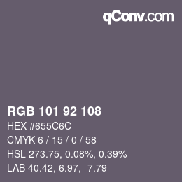 カラーコード: RGB 101 92 108 | qconv.com