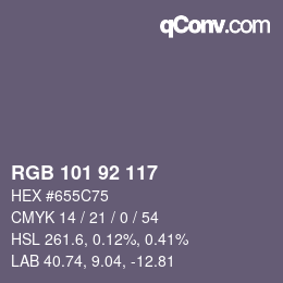 カラーコード: RGB 101 92 117 | qconv.com