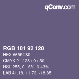 颜色代码: RGB 101 92 128 | qconv.com