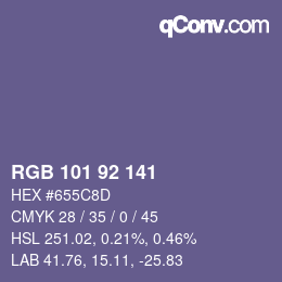 Color code: RGB 101 92 141 | qconv.com