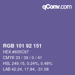 颜色代码: RGB 101 92 151 | qconv.com