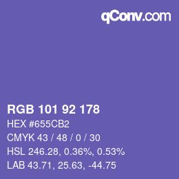 颜色代码: RGB 101 92 178 | qconv.com
