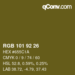 カラーコード: RGB 101 92 26 | qconv.com