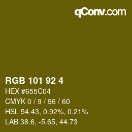 カラーコード: RGB 101 92 4 | qconv.com