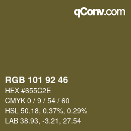 Color code: RGB 101 92 46 | qconv.com