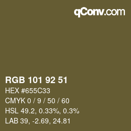 Color code: RGB 101 92 51 | qconv.com