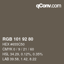 Farbcode: RGB 101 92 80 | qconv.com