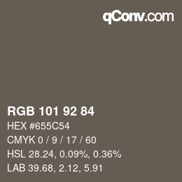 カラーコード: RGB 101 92 84 | qconv.com