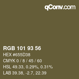 カラーコード: RGB 101 93 56 | qconv.com