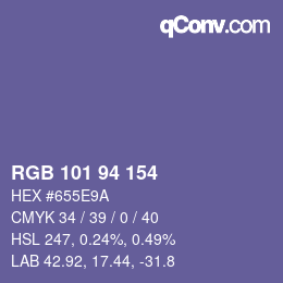 カラーコード: RGB 101 94 154 | qconv.com