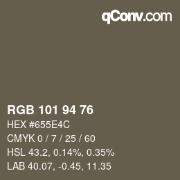 Color code: RGB 101 94 76 | qconv.com