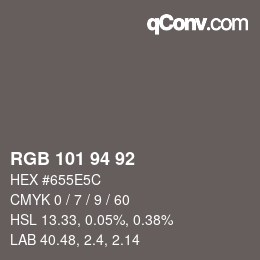 Color code: RGB 101 94 92 | qconv.com